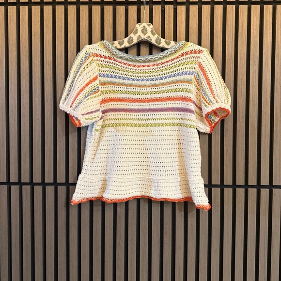 Free People Crocheted Short Sleeve Sweater - Picture 3 of 4